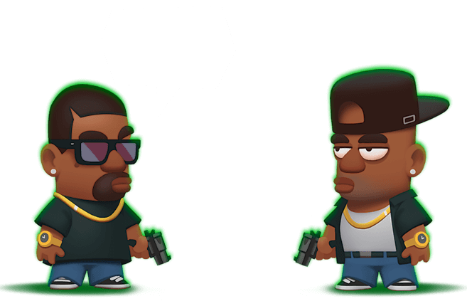 Two cartoon rivals